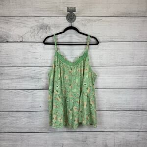 Torrid Plus Size Green Floral Paisley Spring Summer Sleeveless Tank Size 3X